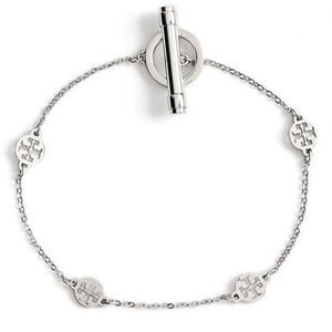 NWOT Tory Burch Silver Logo Toggle Bracelet